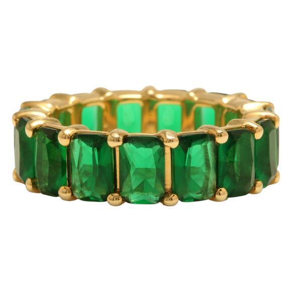 Lab Created Emerald Eternity Ring in 14k Solid Yellow Gold